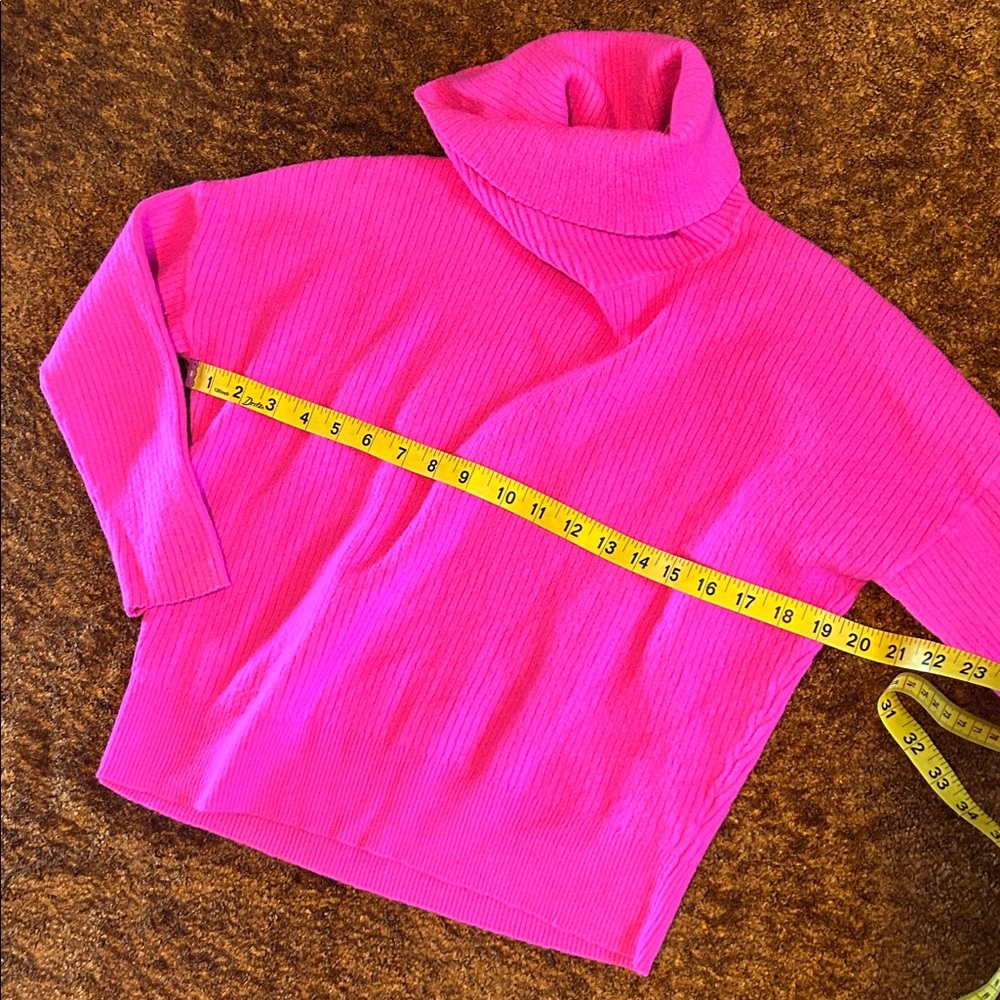 Anthropologie Bright Pink Turtleneck Sweater - Picture 3 of 6